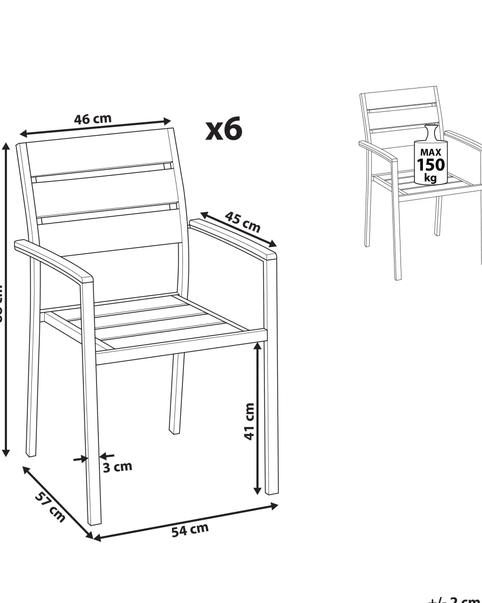Beliani Puutarhatuoli Alumiini Valkoinen 6 Kpl Vernio Flash Sale