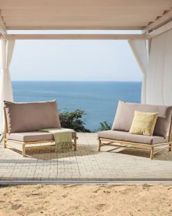 Beliani Puutarhatuoli Bambu Vaalea Puu/Ruskeanharmaa 2 Kpl Todi Sale