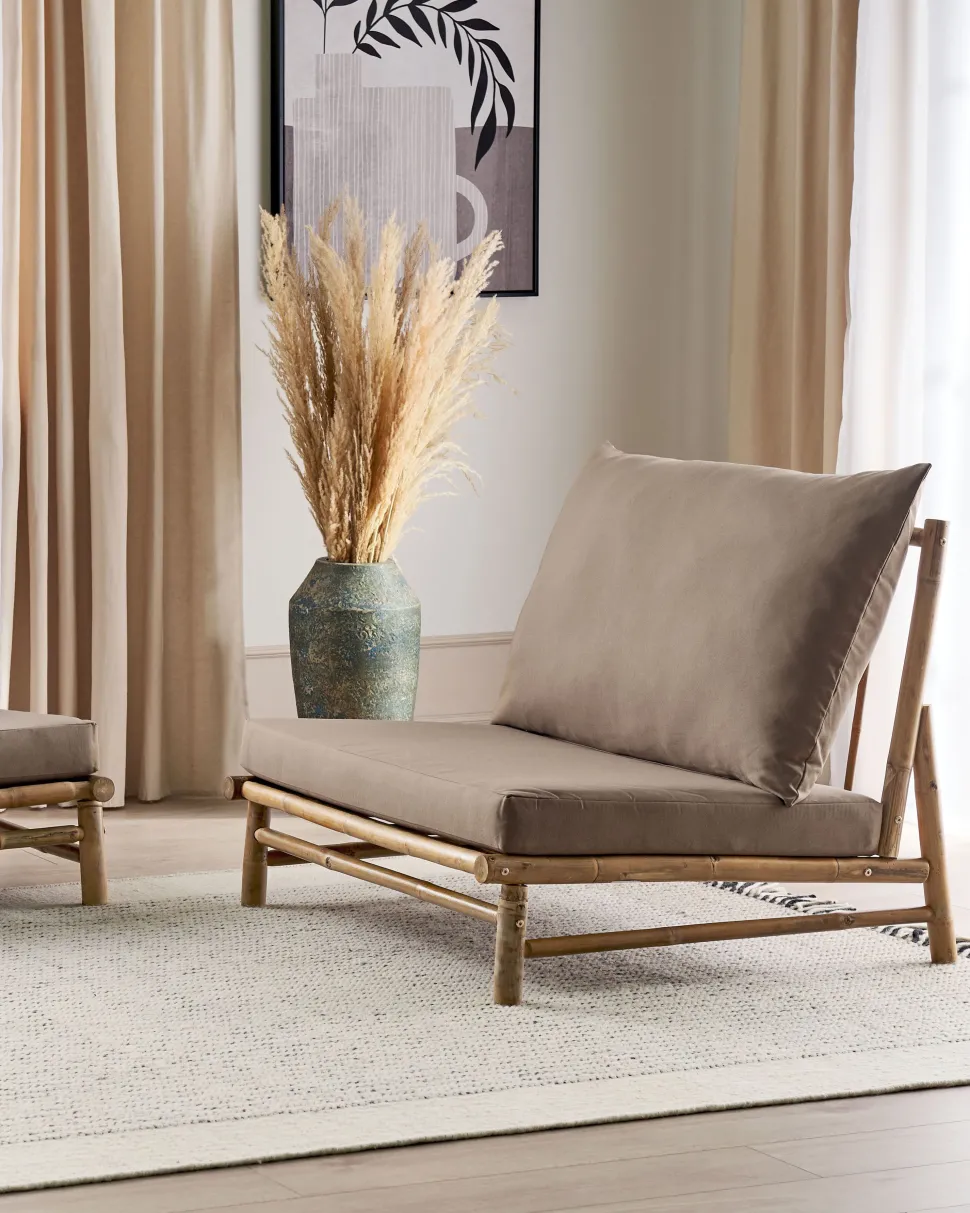 Beliani Puutarhatuoli Bambu Vaalea Puu/Ruskeanharmaa 2 Kpl Todi Sale