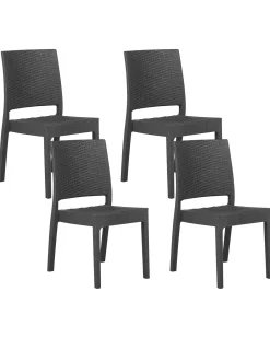 Beliani Puutarhatuoli Grafiitinharmaa 4 Kpl Fossano Best Sale