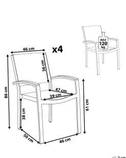 Beliani Puutarhatuoli Harmaa 4Kpl Pereta Clearance