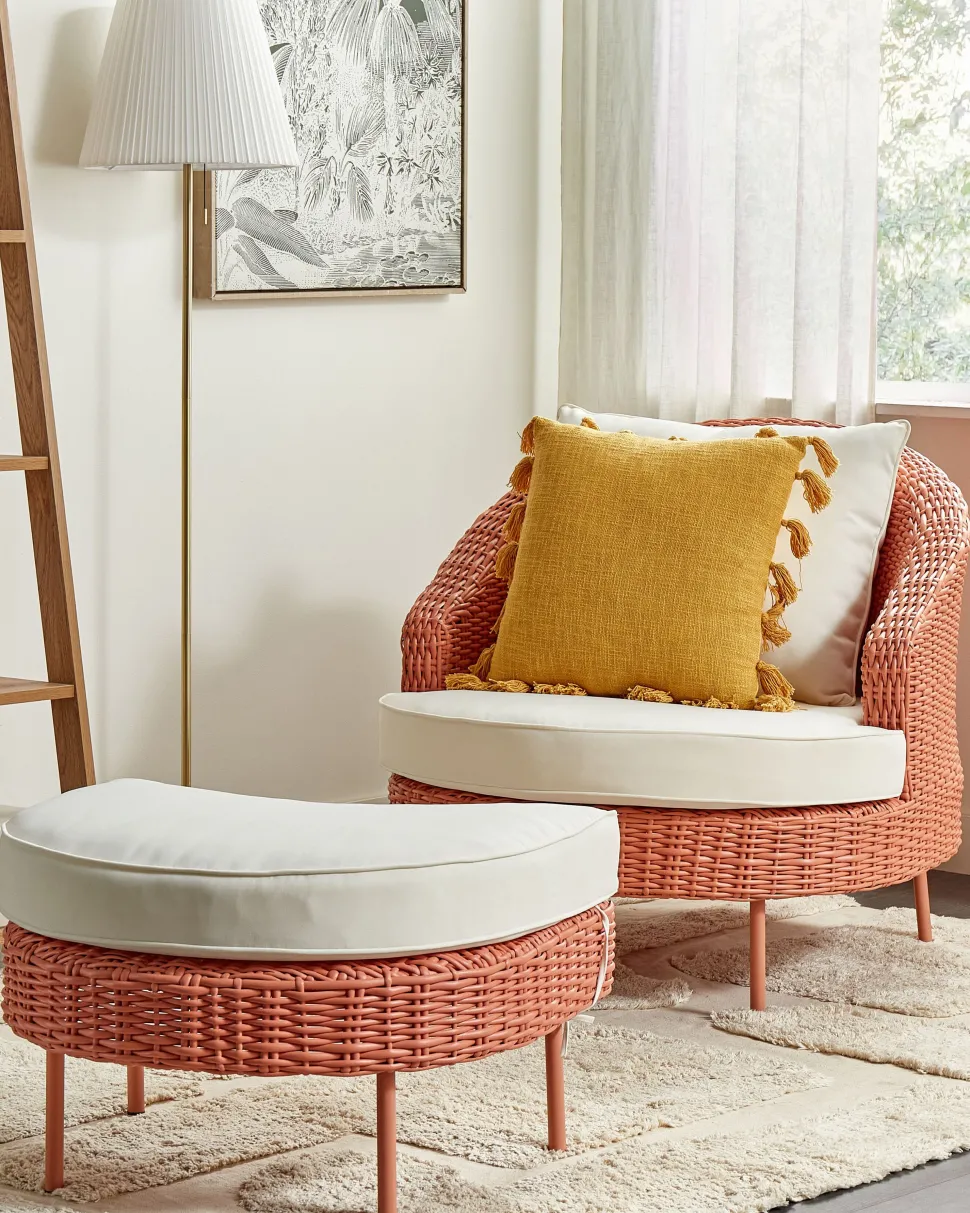 Beliani Puutarhatuoli Ja Rahi Polyrottinki Persikka Arcille Fashion