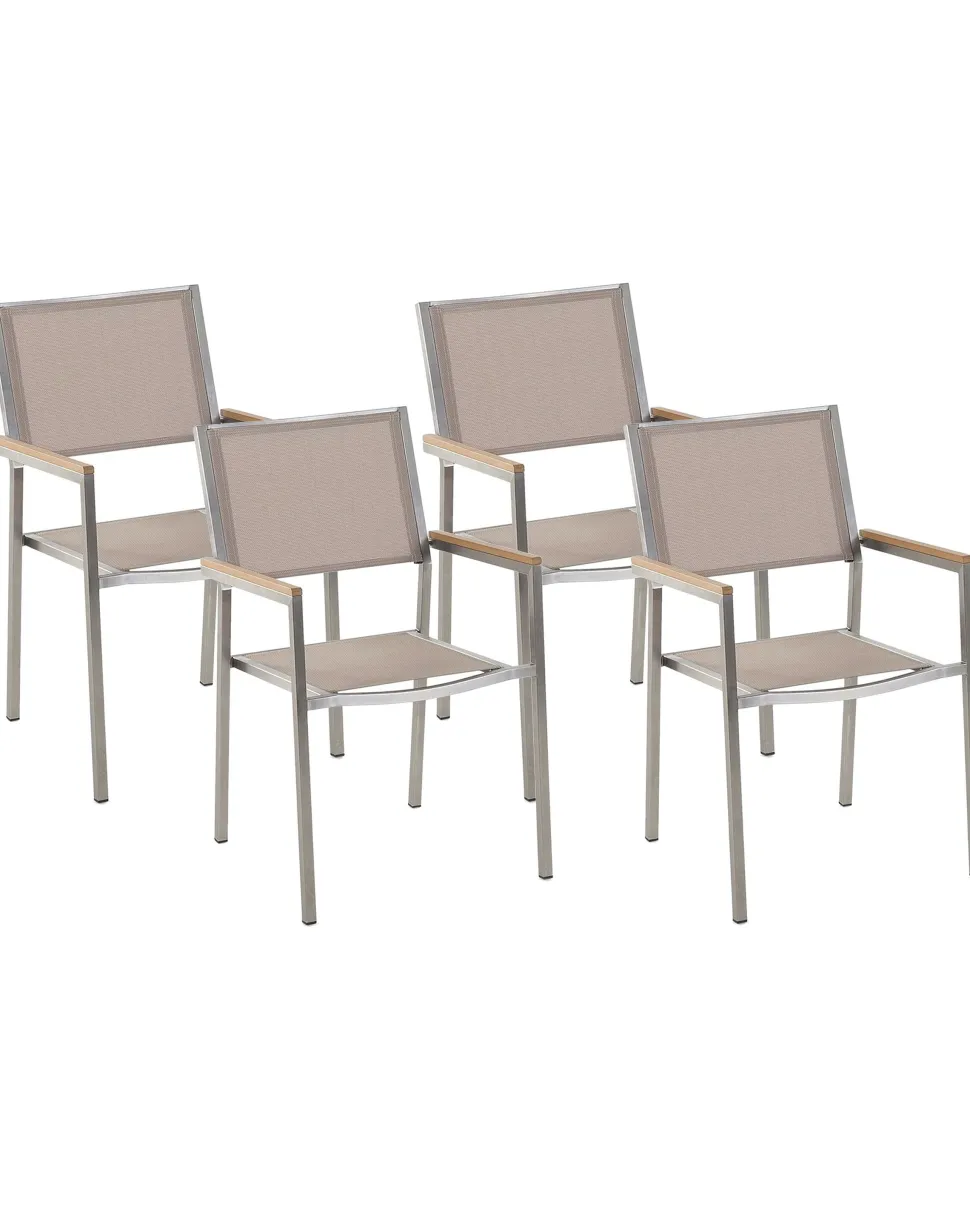 Beliani Puutarhatuoli Kangas Beige 4 Kpl Grosseto New