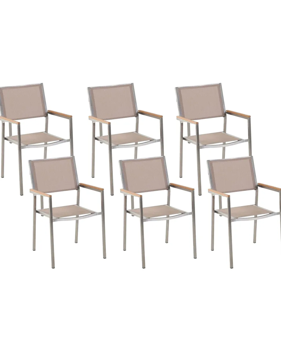 Beliani Puutarhatuoli Kangas Beige 6 Kpl Grosseto New