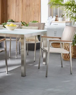 Beliani Puutarhatuoli Kangas Beige 6 Kpl Grosseto New