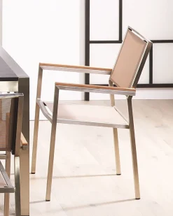 Beliani Puutarhatuoli Kangas Beige 6 Kpl Grosseto New