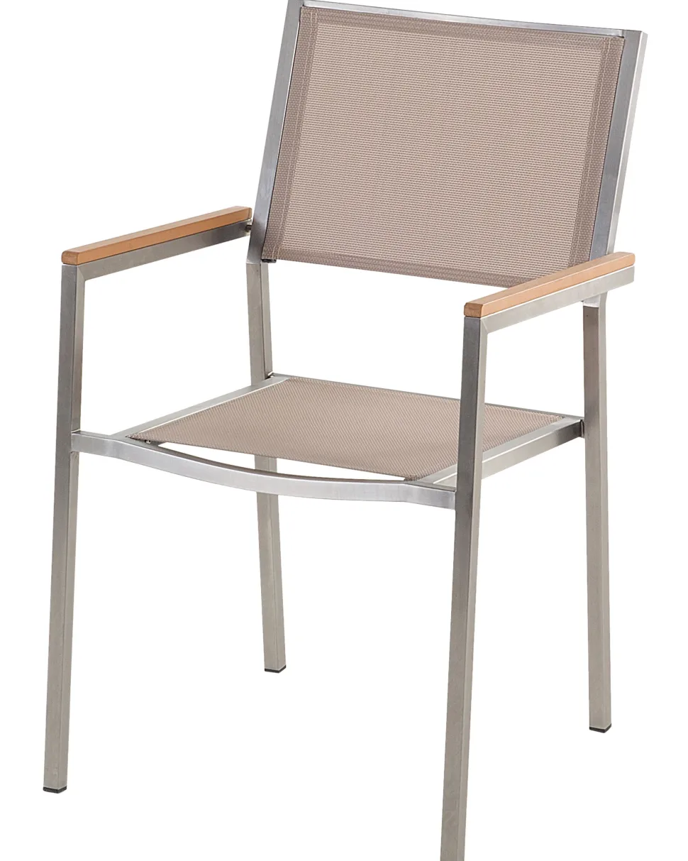 Beliani Puutarhatuoli Kangas Beige 6 Kpl Grosseto New