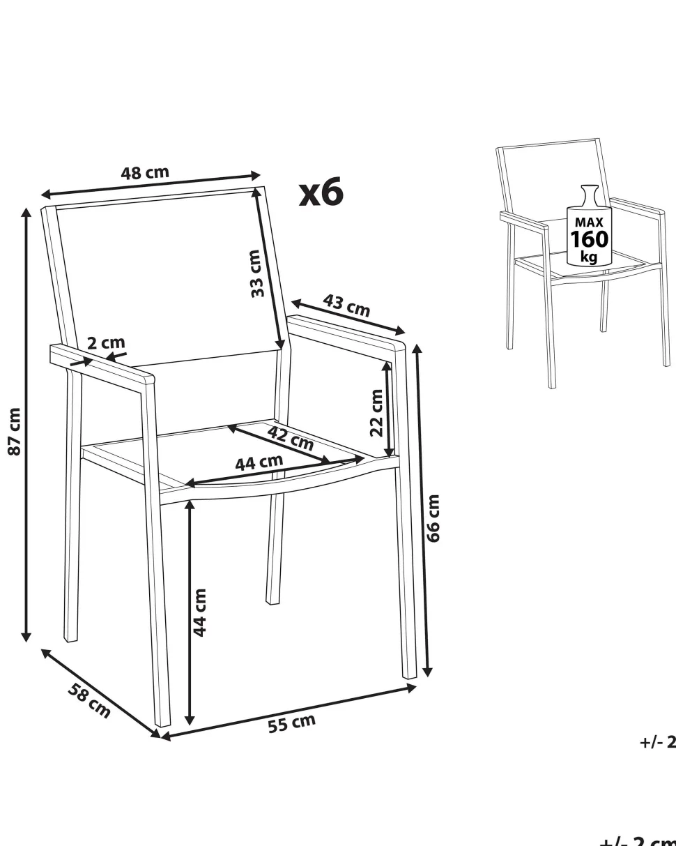 Beliani Puutarhatuoli Kangas Beige 6 Kpl Grosseto New