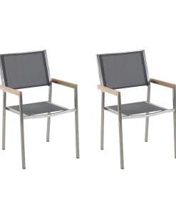 Beliani Puutarhatuoli Kangas Harmaa 2 Kpl Grosseto Discount