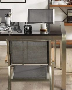 Beliani Puutarhatuoli Kangas Harmaa 2 Kpl Grosseto Discount