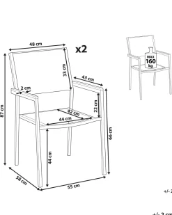 Beliani Puutarhatuoli Kangas Harmaa 2 Kpl Grosseto Discount
