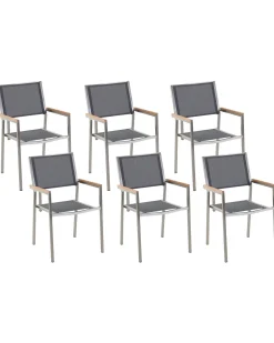 Beliani Puutarhatuoli Kangas Harmaa 6 Kpl Grosseto Store