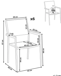 Beliani Puutarhatuoli Kangas Harmaa 6 Kpl Grosseto Store