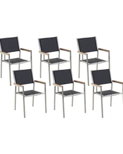 Beliani Puutarhatuoli Kangas Musta 6 Kpl Grosseto Shop