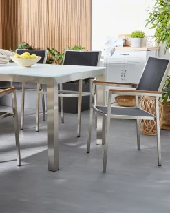 Beliani Puutarhatuoli Kangas Musta 4 Kpl Grosseto Best Sale