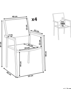 Beliani Puutarhatuoli Kangas Musta 4 Kpl Grosseto Best Sale