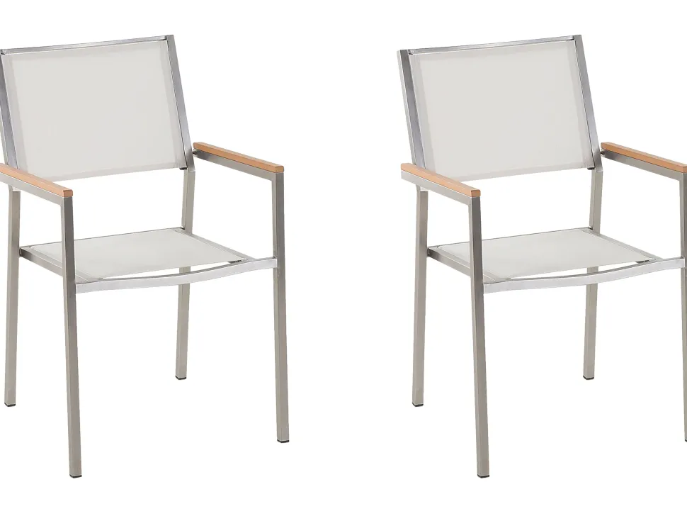 Beliani Puutarhatuoli Kangas Valkoinen 2 Kpl Grosseto Sale