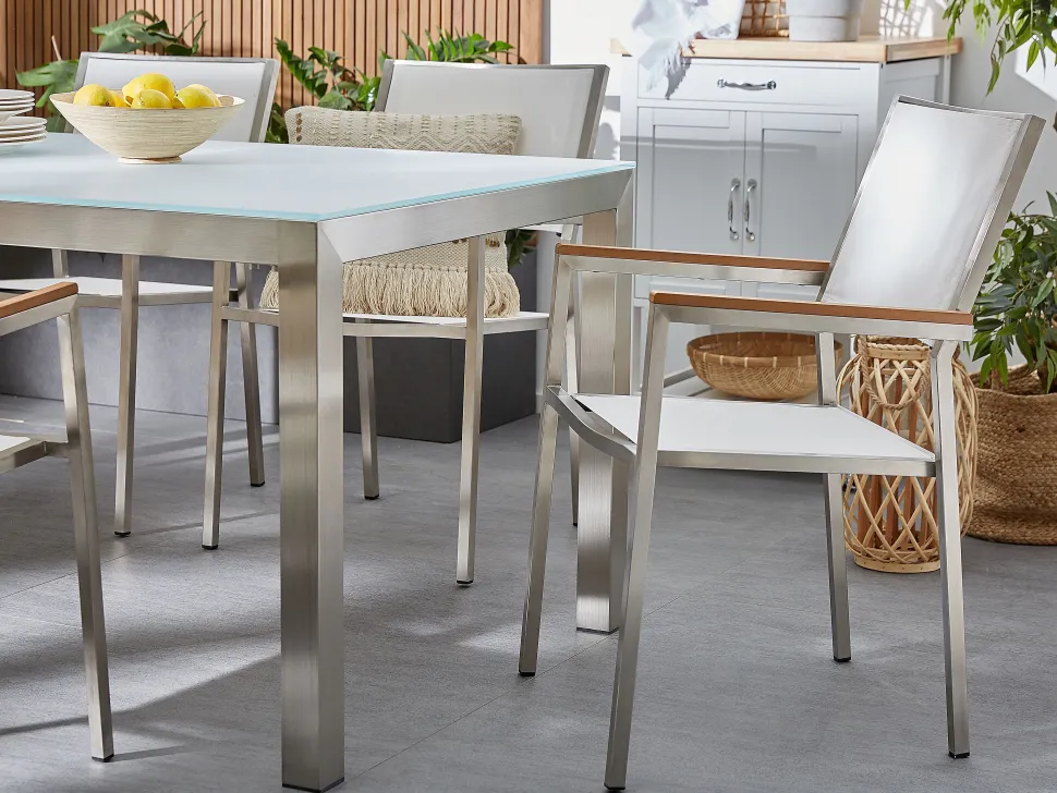 Beliani Puutarhatuoli Kangas Valkoinen 2 Kpl Grosseto Sale