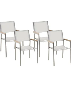 Beliani Puutarhatuoli Kangas Valkoinen 4 Kpl Grosseto New