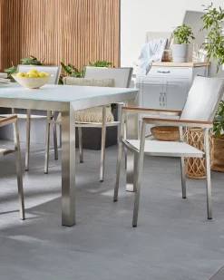 Beliani Puutarhatuoli Kangas Valkoinen 4 Kpl Grosseto New