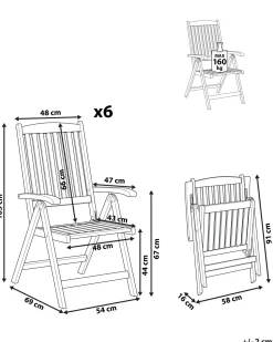 Beliani Puutarhatuoli 6Kpl Setti Akaasiapuu Toscana Clearance