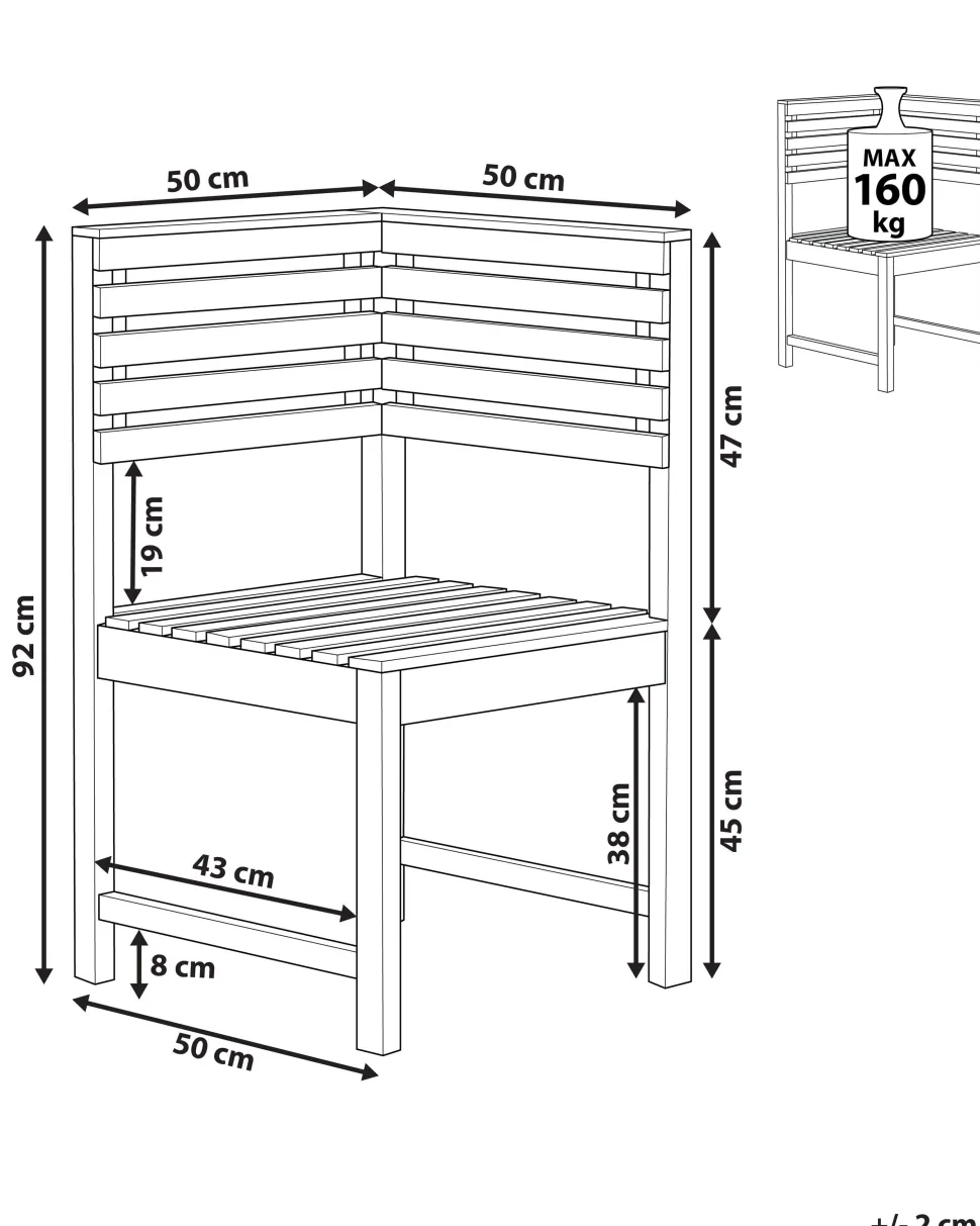Beliani Puutarhatuoli Kulmaosa Akaasiapuinen Treia Flash Sale