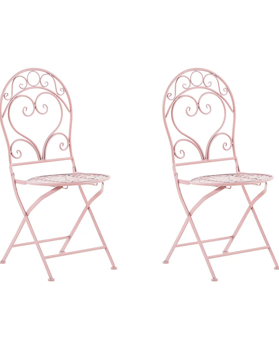 Beliani Puutarhatuoli Metalli Vaaleanpunainen 2 Kpl Albinia New