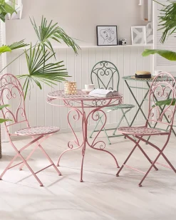 Beliani Puutarhatuoli Metalli Vaaleanpunainen 2 Kpl Albinia New