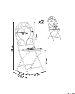 Beliani Puutarhatuoli Metalli Vaaleanpunainen 2 Kpl Albinia New