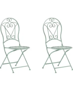 Beliani Puutarhatuoli Metalli Vihrea 2 Kpl Trento Sale