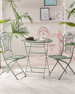 Beliani Puutarhatuoli Metalli Vihrea 2 Kpl Trento Sale