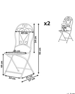 Beliani Puutarhatuoli Metalli Vihrea 2 Kpl Trento Sale