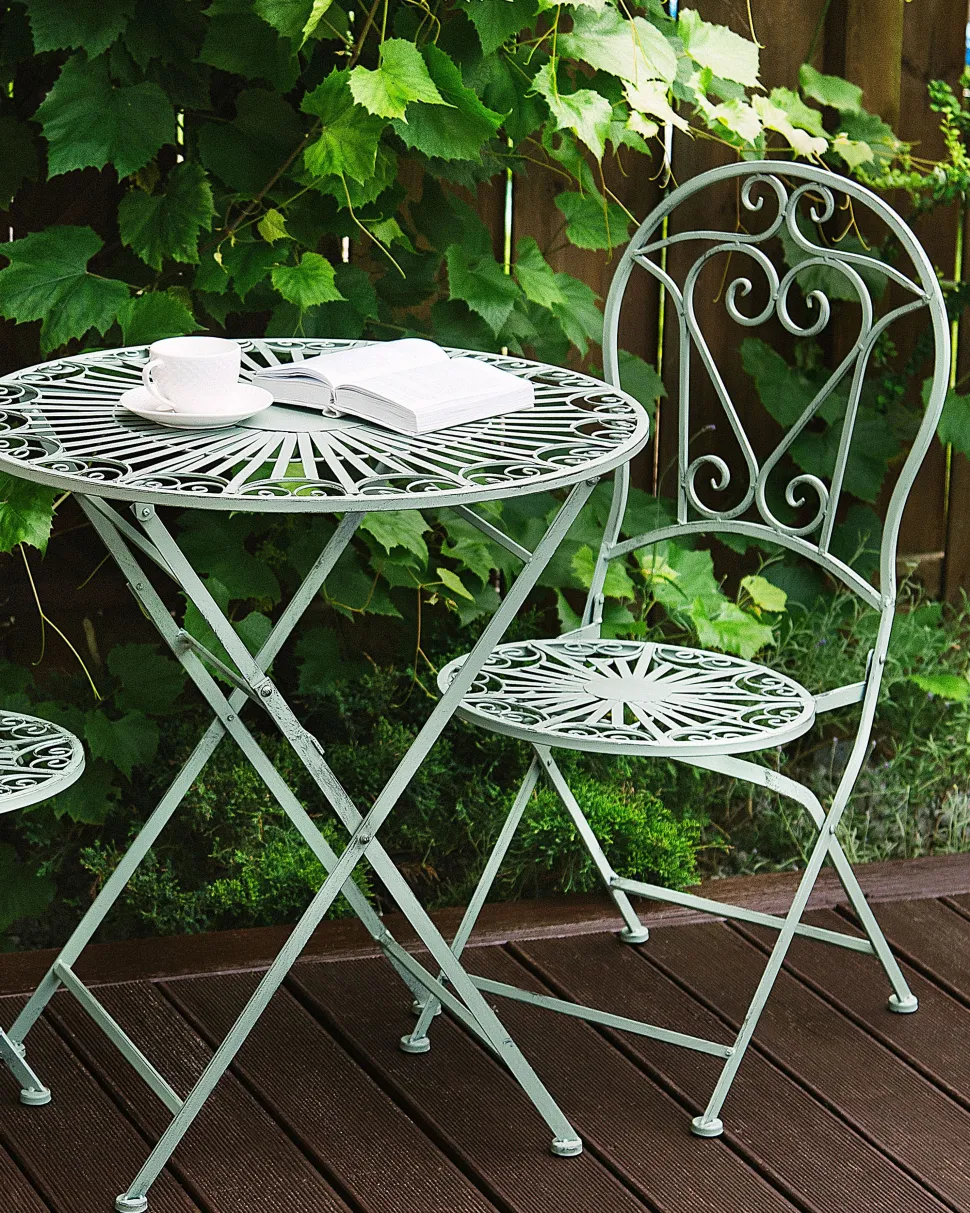 Beliani Puutarhatuoli Metalli Vihrea 2 Kpl Trento Sale