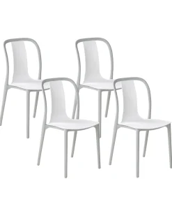 Beliani Puutarhatuoli Muovi Valkoinen/Harmaa 4 Kpl Spezia Online