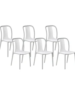 Beliani Puutarhatuoli Muovi Valkoinen/Harmaa 6 Kpl Spezia New