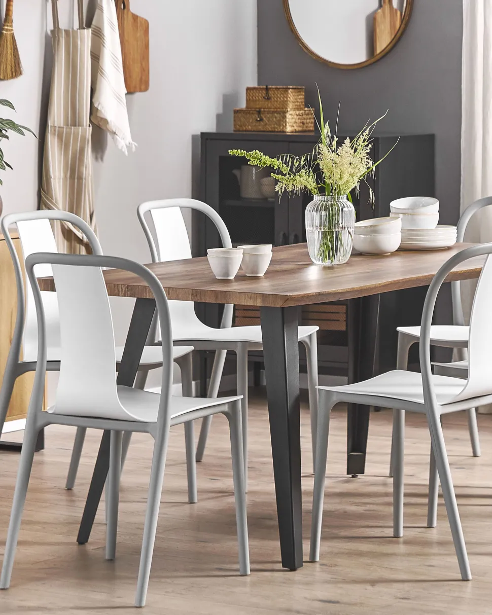 Beliani Puutarhatuoli Muovi Valkoinen/Harmaa 6 Kpl Spezia New