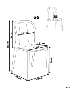 Beliani Puutarhatuoli Muovi Valkoinen/Harmaa 6 Kpl Spezia New