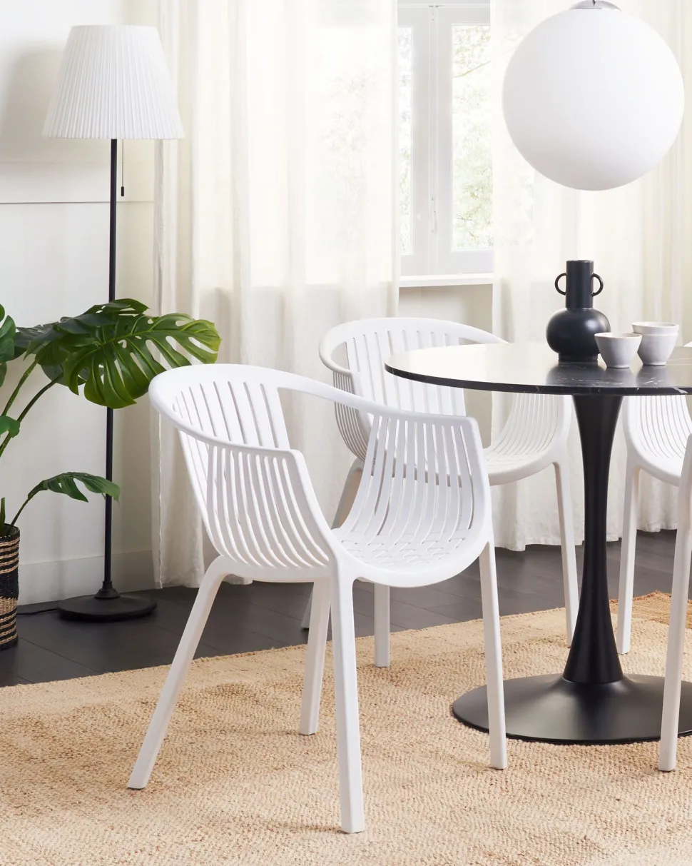 Beliani Puutarhatuoli Muovi Valkoinen 4 Kpl Napoli Fashion