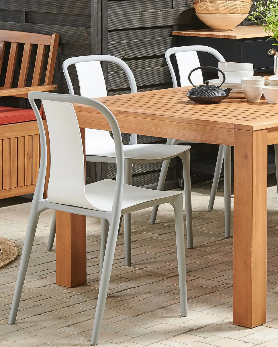 Beliani Puutarhatuoli Muovi Valkoinen/Harmaa 2 Kpl Spezia Online