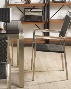 Beliani Puutarhatuoli Polyrottinki Musta 4 Kpl Grosseto Cheap