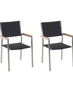 Beliani Puutarhatuoli Polyrottinki Musta 2 Kpl Grosseto Store