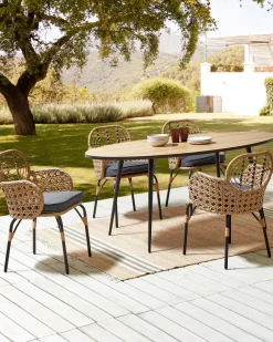 Beliani Puutarhatuoli Polyrottinki Luonnonvari/Harmaa 4 Kpl Pratello Sale