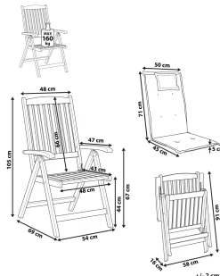 Beliani Puutarhatuoli Punaisella Pehmusteella Toscana Outlet