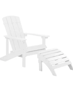 Beliani Puutarhatuoli Rahilla Valkoinen Adirondack Online