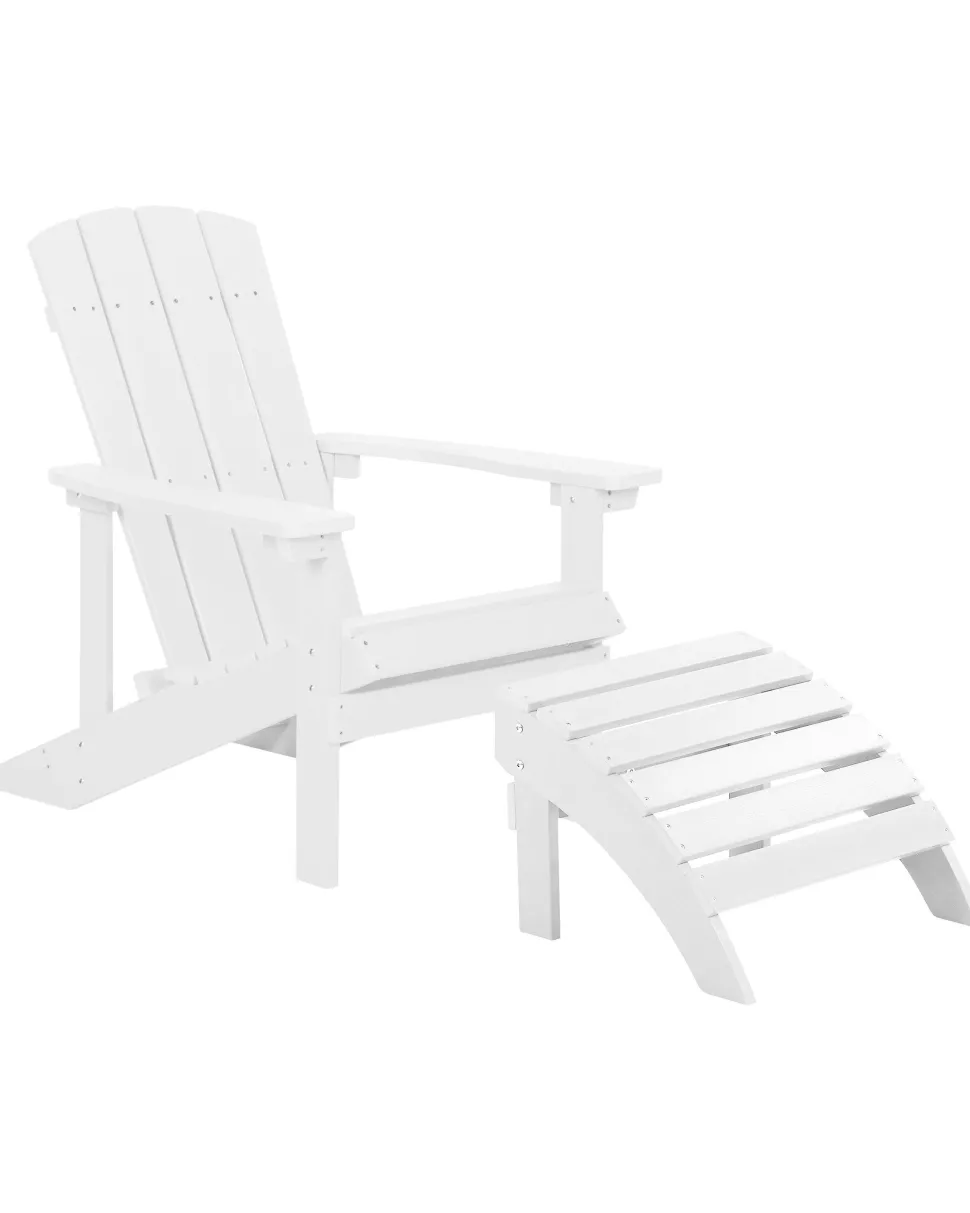 Beliani Puutarhatuoli Rahilla Valkoinen Adirondack Online