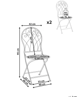 Beliani Puutarhatuoli Rauta Luonnonvalkoinen 2 Kpl Stiffe Discount