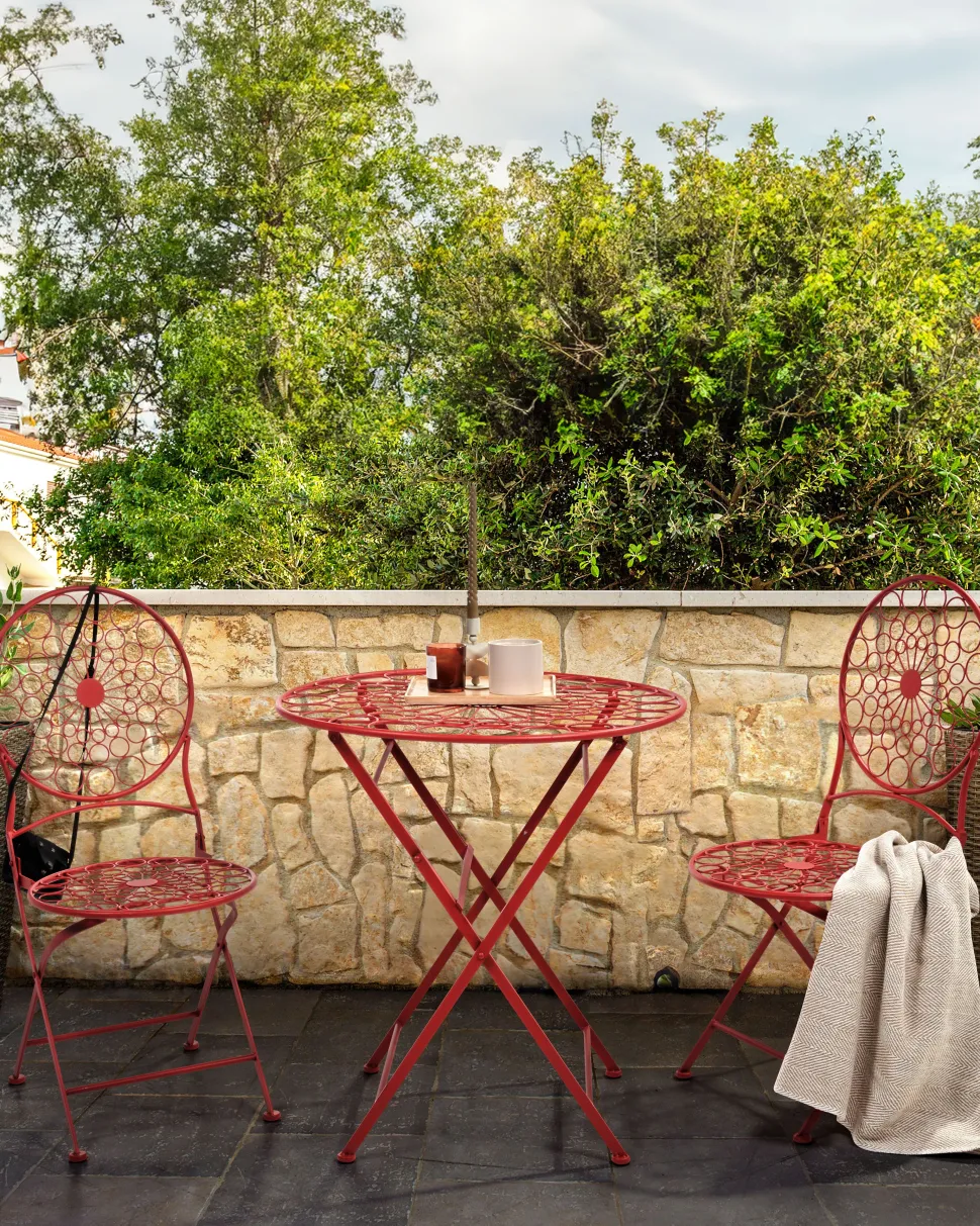 Beliani Puutarhatuoli Rauta Punainen 2 Kpl Scario Fashion