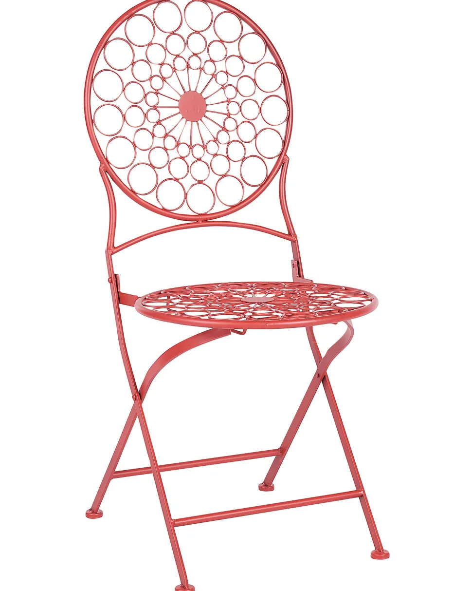 Beliani Puutarhatuoli Rauta Punainen 2 Kpl Scario Fashion