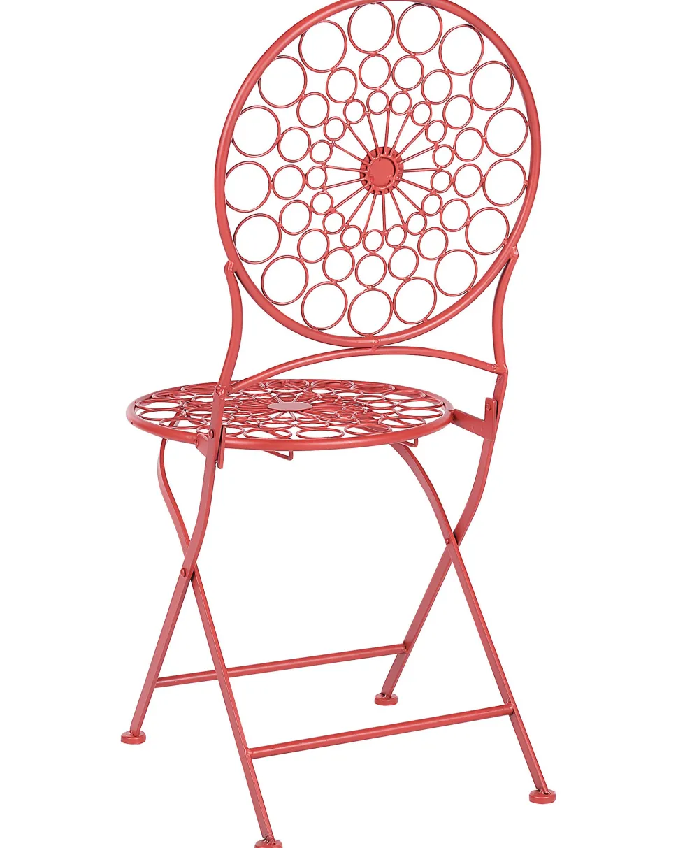 Beliani Puutarhatuoli Rauta Punainen 2 Kpl Scario Fashion