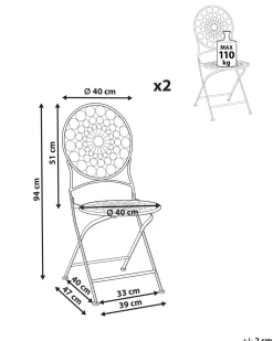 Beliani Puutarhatuoli Rauta Punainen 2 Kpl Scario Fashion